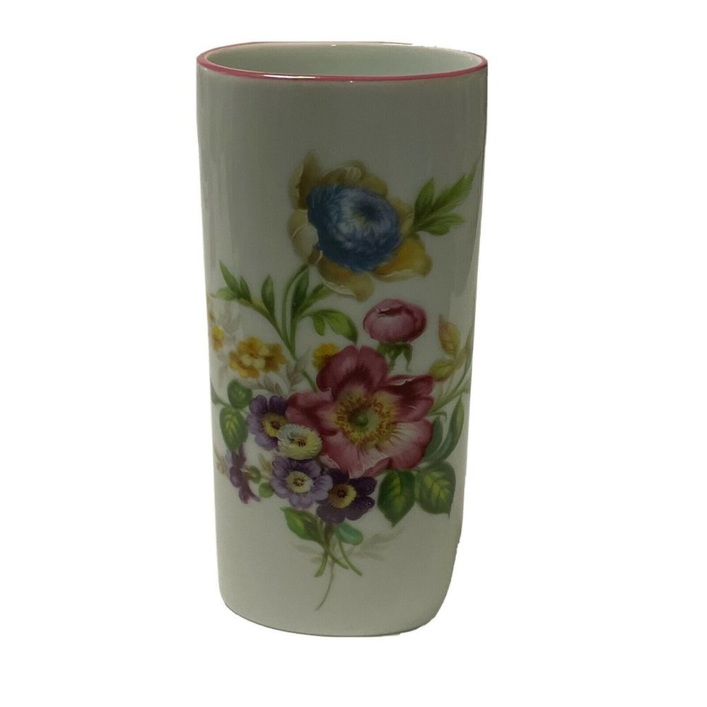 Vintage Reutter Porzellan Porcelain Floral Rectangular Oval  Vase West Germany